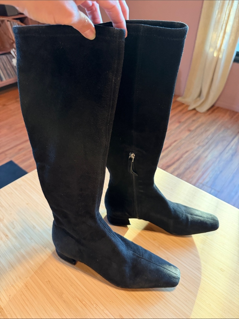 Reformation Raven Knee High Suede Boots Black Size 6.5